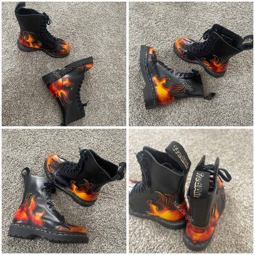 NEW Tredair Made in England Flame Fire Combat Boots 90s UK 5 US 7 MIE Vintage - Picture 9 of 13